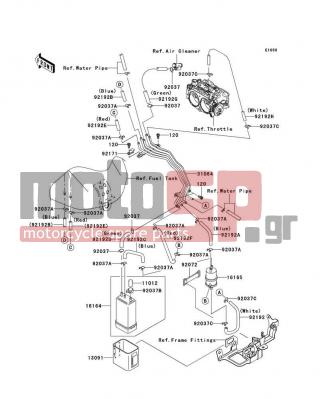 KAWASAKI - VULCAN 2000 2005 - Body Parts - Fuel Evaporative System(CA) - 92037-1104 - CLAMP,HOSE