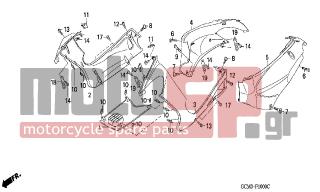 HONDA - SZX50 (X8R) (IT) 2001 - Body Parts - SIDE COVER/BODY COVER - 64400-GCM-H20ZB - COVER SET, R. FR. SIDE (WL) *TYPE2*