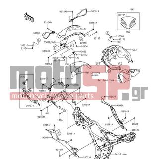 KAWASAKI - NINJA® 300 2015 - Body Parts - Cowling - 55028-0496-H8 - COWLING,UPP,EBONY