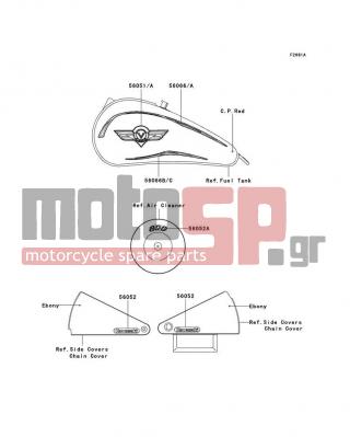 KAWASAKI - VULCAN 800 CLASSIC 2005 - Εξωτερικά Μέρη - Decals(C.P.Red)(CA,US) - 56052-1544 - MARK,AIR CLEANER COVER,800