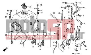 HONDA - XL1000V (ED) Varadero 2000 - Body Parts - FUEL TANK - 91405-PD1-004 - CLAMP, TUBE(D12)