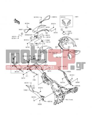 KAWASAKI - NINJA® 300 ABS 2015 - Body Parts - Cowling - 56001-0240 - MIRROR-ASSY,RH