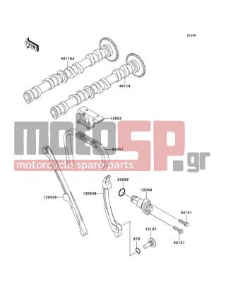 KAWASAKI - ZZR600 2005 - Engine/Transmission - Camshaft(s)/Tensioner - 12053-1409 - GUIDE-CHAIN,RR
