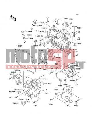 KAWASAKI - CANADA ONLY 2004 - Engine/Transmission - Engine Cover(s) - 132Y0640 - BOLT-FLANGED-SMALL