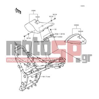 KAWASAKI - NINJA® 300 ABS 2015 - Body Parts - Seat - 53066-0393-12Y - SEAT,RR,LEATHER BLK+BAND BLK