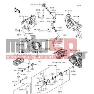 KAWASAKI - NINJA® 300 ABS 2015 - Engine/Transmission - Water Pipe(EX300AEA39568-) - 92161-0690 - DAMPER,10X11.5