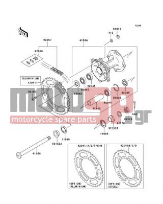 KAWASAKI - KX125 2004 -  - Rear Hub - 41068-1466 - AXLE,RR