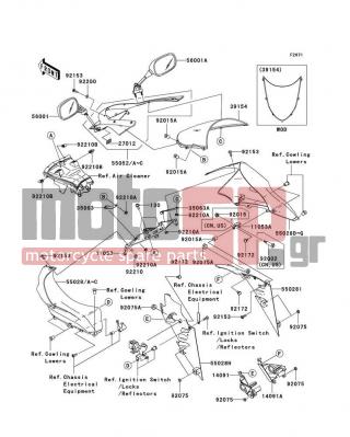 KAWASAKI - NINJA® ZX™-10R 2004 - Body Parts - Cowling - 14091-0271 - COVER,SIGNAL LAMP,RH