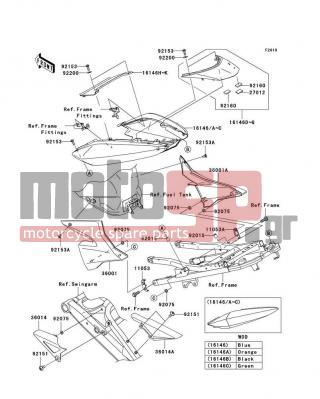 KAWASAKI - NINJA® ZX™-10R 2004 - Body Parts - Side Covers/Chain Cover - 11053-0394 - BRACKET,SIDE COVER,LH,FR