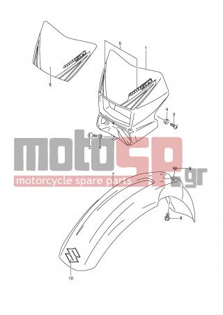 SUZUKI - DR-Z400SM (E2) 2007 - Body Parts - FRONT FENDER (MODEL K6) -  - COVER, HEAD LAMP (YELLOW) 