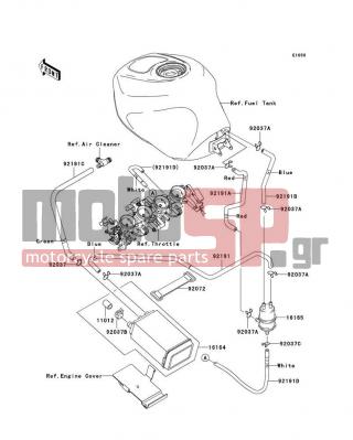 KAWASAKI - NINJA® ZX™-6R 2004 - Body Parts - Fuel Evaporative System(CA) - 92037-1104 - CLAMP,HOSE