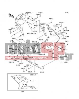 KAWASAKI - NINJA® ZX™-6RR 2004 - Body Parts - Cowling Lowers - 55028-1454-7F - COWLING,LWR,LH,L.GREEN
