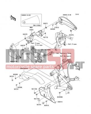 KAWASAKI - VULCAN 2000 2004 - Body Parts - Side Covers/Chain Cover - 27012-0025 - HOOK,SIDE COVER,RH