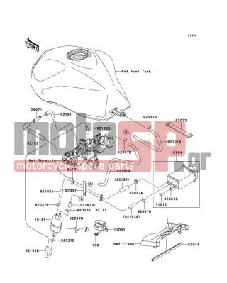 KAWASAKI - Z1000 2004 - Body Parts - Fuel Evaporative System(CA) - 92192-0005 - TUBE,CANISTER-FITTING,GREEN