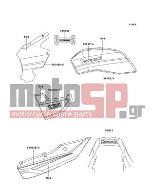 KAWASAKI - ZRX1200R 2004 - Body Parts - Decals(Red)(A4) - 56066-0614 - PATTERN,SEAT COVER,RH