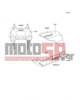 KAWASAKI - ZZR600 2004 - Εξωτερικά Μέρη - Decals(Red)(E12)(CA,US) - 56052-0243 - MARK,SIDE COVER,LH,ZZR