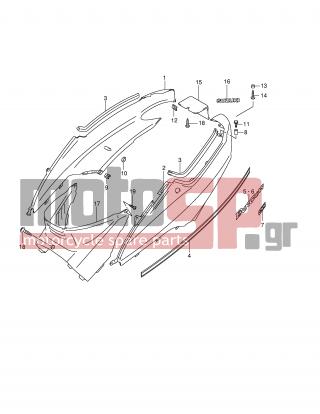 SUZUKI - AN400 (E2) Burgman 2001 - Body Parts - FRAME COVER (MODEL X) - 47351-14F00-Y0J - COVER, FRAME FRONT (GRAY)