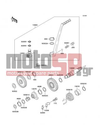 KAWASAKI - KDX200 2003 - Engine/Transmission - Kickstarter Mechanism - 13066-1071 - SHAFT-KICK