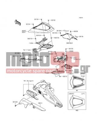 KAWASAKI - NINJA® ZX™-10R 30TH ANNIVERSARY 2015 - Body Parts - Side Covers/Chain Cover - 14092-0784 - COVER,RR SIGNAL,LH