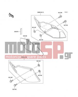KAWASAKI - KLX300R 2003 - Body Parts - Side Covers - 36001-1497-266 - COVER-SIDE,LH,S.WHITE
