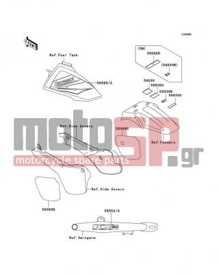 KAWASAKI - KX60 2003 - Body Parts - Labels(KX60-B19) - 56066-1095 - PATTERN,SIDE COVER,RH