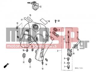 HONDA - NX650 (ED) 1988 - Body Parts - FUEL TANK - 17500-MN9-010ZB - TANK SUB ASSY., FUEL (WL) *NH1/TYPE2*