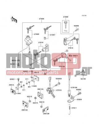 KAWASAKI - NINJA® 500R 2003 -  - Ignition Switch/Locks/Reflectors - 27008-1173 - KEY-LOCK,BLANK