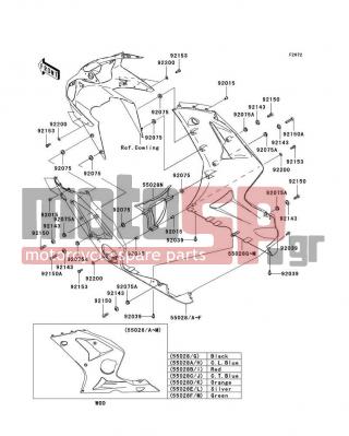 KAWASAKI - NINJA® ZX™-6R 2003 - Body Parts - Cowling Lowers - 55028-1456 - COWLING,FR