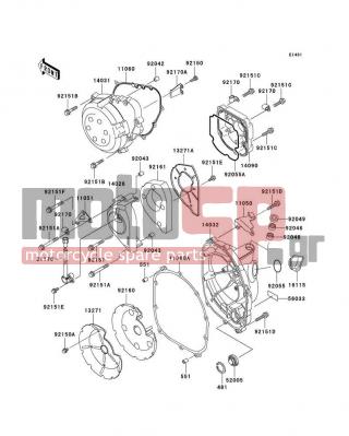 KAWASAKI - NINJA® ZX™-9R 2003 - Engine/Transmission - Engine Cover(s) - 92151-1249 - BOLT,5X12