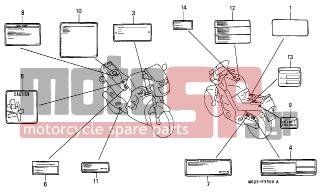 HONDA - CBR1000F (ED) 1991 - Body Parts - CAUTION LABEL - 87560-MT2-300ZA - LABEL, DRIVE *TYPEG*