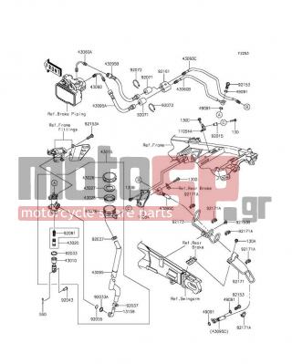 KAWASAKI - NINJA® ZX™-14R ABS 30TH ANNIVERSARY 2015 -  - Rear Master Cylinder - 43095-0612 - HOSE-BRAKE,RR M/CYL.-HU