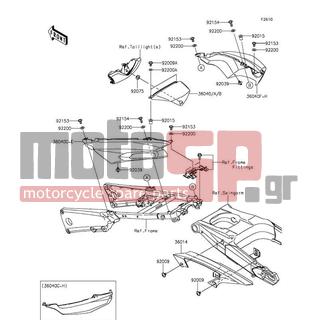 KAWASAKI - NINJA® ZX™-14R ABS 30TH ANNIVERSARY 2015 - Body Parts - Side Covers/Chain Cover - 36040-0137-B1 - COVER-TAIL,RH,F.RED