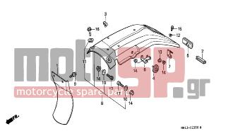 HONDA - XR600R (ED) 1997 - Body Parts - REAR FENDER - 17245-MN1-670 - MUDGUARD A, AIR CLEANER CASE