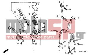 HONDA - CBR600FR (ED)  2001 - Brakes - FR. BRAKE MASTER CYLINDER - 45156-MBW-000 - CLAMPER B, BRAKE HOSE