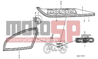 HONDA - C50 (GR) 1986 - Body Parts - EMBLEM/ STRIPE (C50J/N) - 87101-GB4-600ZC - EMBLEM, TOOL BOX COVER *TYPE3*
