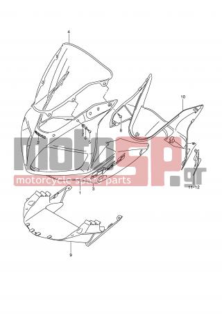 SUZUKI - SV650 (E2) 2008 - Body Parts - COWLING BODY (MODEL K8 WITH COWLING) - 68280-04F00-YD8 - EMBLEM, FRONT (SILVER)