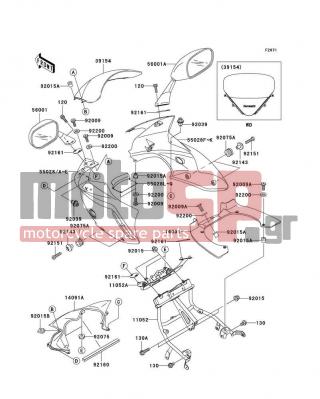 KAWASAKI - ZR-7S 2003 - Body Parts - Cowling(H1-H3) - 55028-1410-468 - COWLING,UPP,CNT,M.R.RED