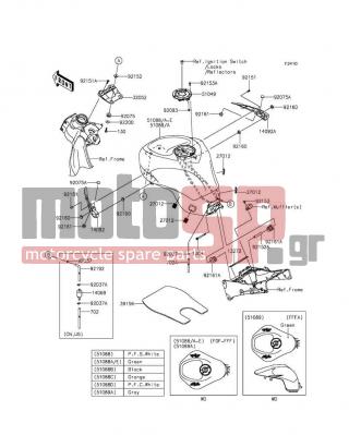 KAWASAKI - NINJA® ZX™-6R ABS 2015 -  - Fuel Tank - 13272-0505 - PLATE,FUEL TANK,RR