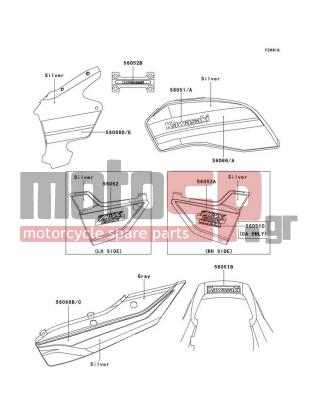 KAWASAKI - ZRX1200R 2003 - Body Parts - Decals(Silver)(ZR1200-A3) - 56066-1415 - PATTERN,SEAT COVER,CNT,LH