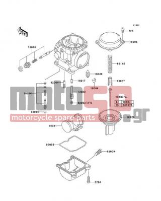 KAWASAKI - CANADA ONLY 2002 - Engine/Transmission - Carburetor Parts - 16044-007 - CLAMP,FLOAT VALVE