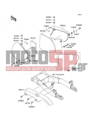 KAWASAKI - CANADA ONLY 2002 - Body Parts - Side Covers/Chain Cover - 39156-1636 - PAD,SIDE COVER,RH
