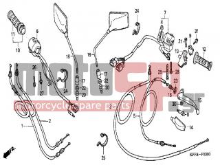 HONDA - CBF250 (ED) 2004 - Electrical - SWITCH/CABLE - 88210-KPF-850 - MIRROR COMP., R. BACK