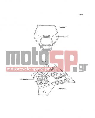 KAWASAKI - KDX200 2002 - Body Parts - Decals(KDX200-H8) - 56064-1985 - PATTERN,SHROUD,UPP,RH