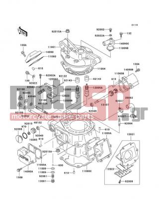 KAWASAKI - KDX220R 2002 - Engine/Transmission - Cylinder Head/Cylinder - 14090-1443 - COVER,RH