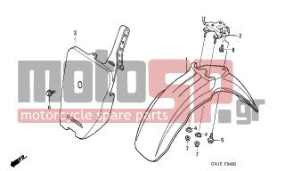 HONDA - XR80R (ED) 2003 - Body Parts - FRONT FENDER - 61100-KN4-A60ZA - FENDER, FR. *R134*
