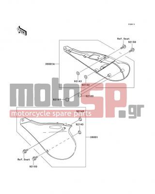 KAWASAKI - KX250 2002 - Εξωτερικά Μέρη - Side Covers - 36001-1656-6F - COVER-SIDE,LH,P.WHITE