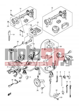 SUZUKI - AN400 (E2) Burgman 2006 - Electrical - WIRING HARNESS (AN400K5/K6 P37) - 36854-14G00-000 - WIRE, IGNITION COIL LEAD