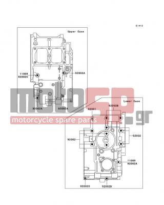 KAWASAKI - NINJA® 250R 2002 - Engine/Transmission - Crankcase Bolt Pattern - 92002-1057 - BOLT,8X90