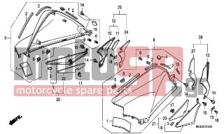 HONDA - VFR1200FB (ED) 2011 - Body Parts - TANK COVER - 64750-MGE-000 - COVER SET, R. PIVOT