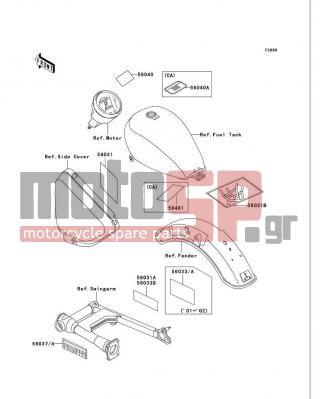 KAWASAKI - VULCAN 750 2002 - Body Parts - Labels - 56037-1697 - LABEL-SPECIFICATION,TIRE&LOAD